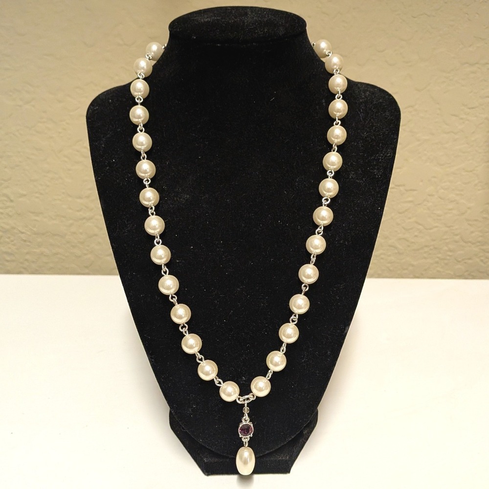 Faux Pearl Necklace Strand‎ Pendant Drop Classic Bridal Minimalist